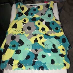 Floral ruffled tiered tank top